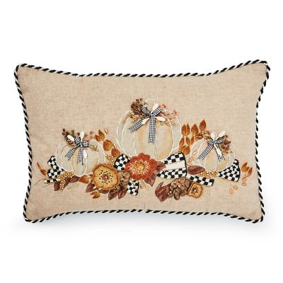 MacKenzie Childs Autumn Frost Beaded Pumpkin Lumbar Pillow