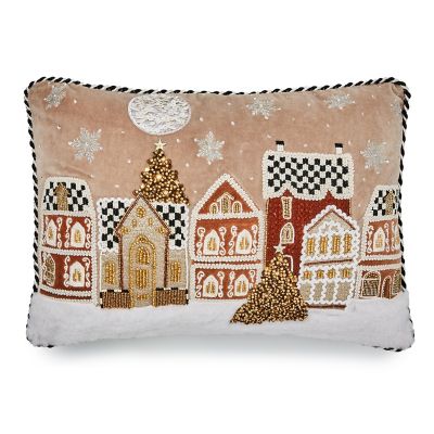 Gingerbread Village Beaded Lumbar Pillow mackenzie-childs Panama 0