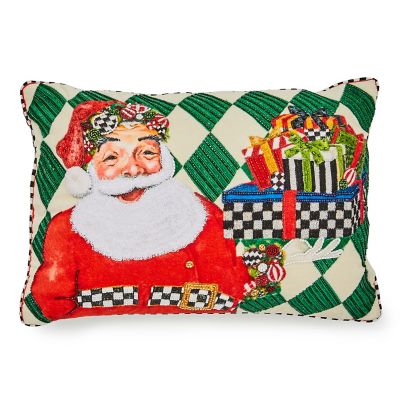 Jolly Holiday Santa with Packages Beaded Lumbar Pillow mackenzie-childs Panama 0