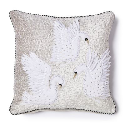 Holiday Swan Throw Pillow mackenzie-childs Panama 0