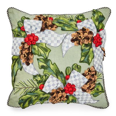 Farmhouse Holly Holiday Throw Pillow mackenzie-childs Panama 0