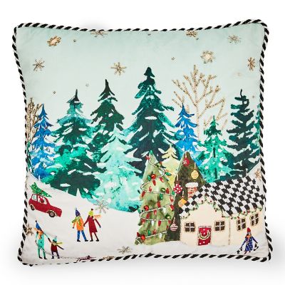 Holiday Scene Throw Pillow mackenzie-childs Panama 0