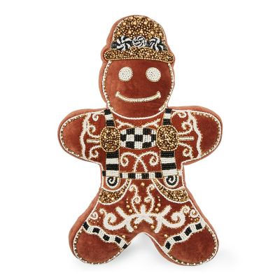 Gingerbread Boy Shaped Throw Pillow mackenzie-childs Panama 0