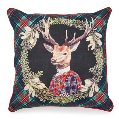 Tartan Stag Throw Pillow mackenzie-childs Panama 0