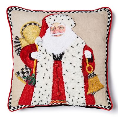 MacKenzie Childs Westminster Santa Embellished Throw Pillow