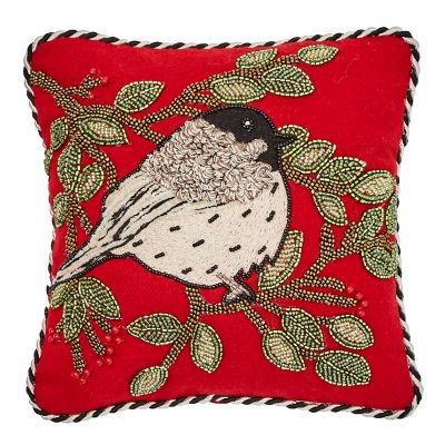 Chickadee Beaded Throw Pillow mackenzie-childs Panama 0