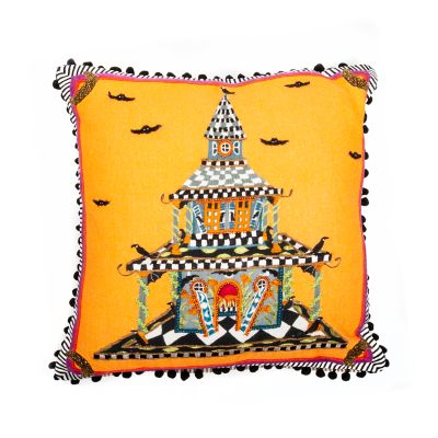 Patience Brewster Spooky House Throw Pillow mackenzie-childs Panama 0