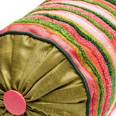 MacKenzieChilds Really Rosy Stripe Bolster Pillow