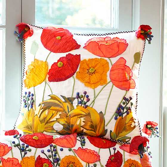 Red Poppy Square Pillow image two