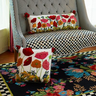 Mackenzie Childs Red Poppy Lumbar Pillow
