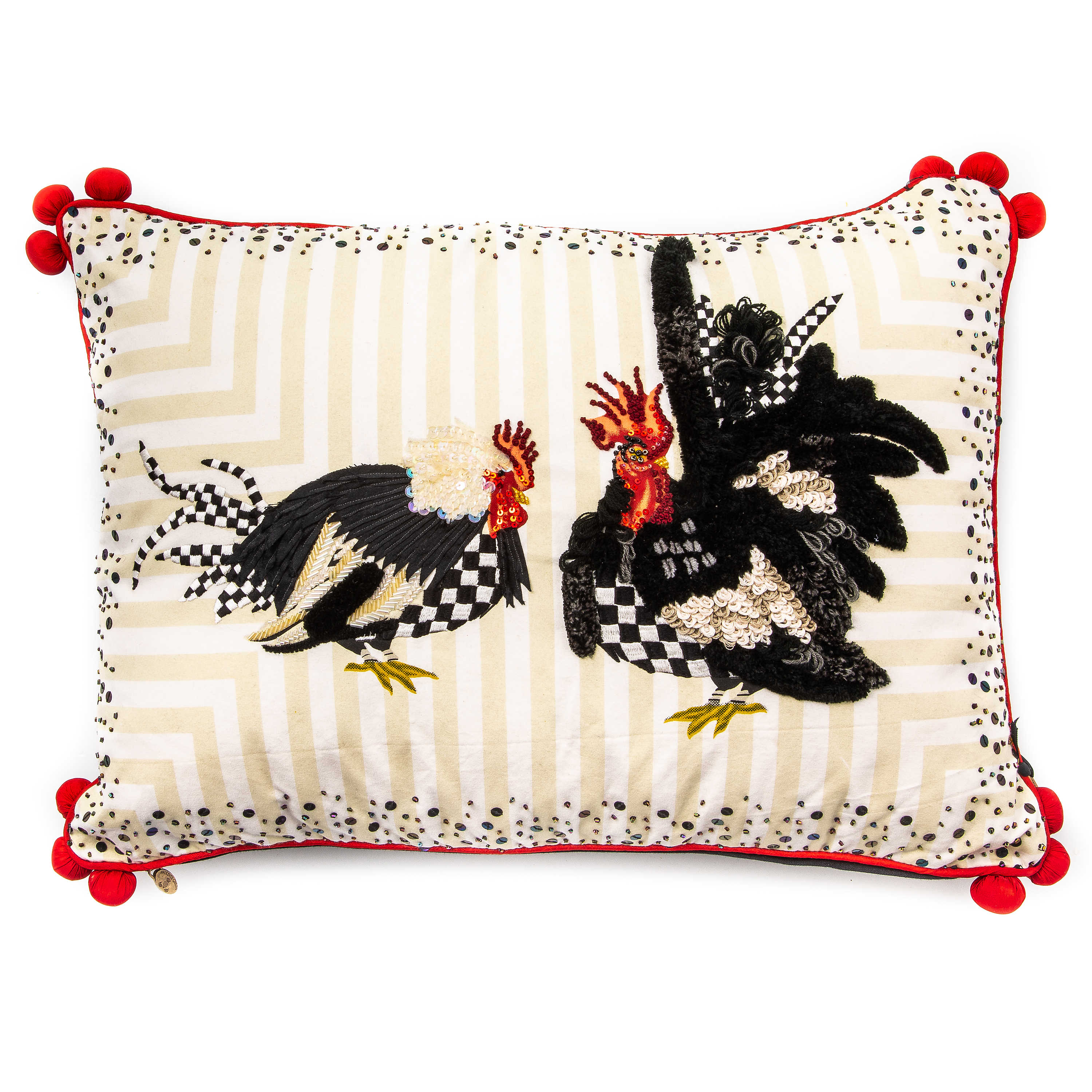 Chicken and Rooster Lumbar Pillow mackenzie-childs Panama 0