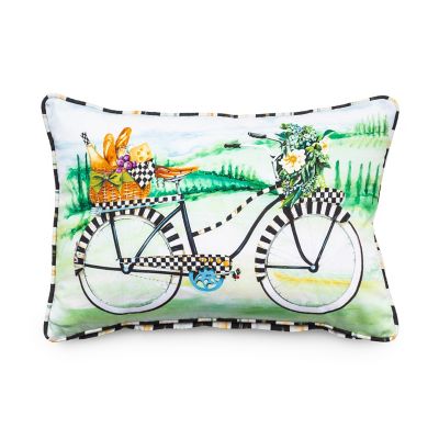 Handmade Country Primitive Pillow Stuffed with Pine Shaving for Farmhouse  Look ~ Adorable Bicycle with Flowers Print