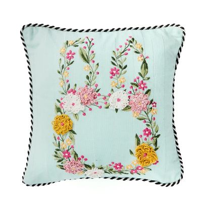 Floral Bunny Embroidered Throw Pillow mackenzie-childs Panama 0