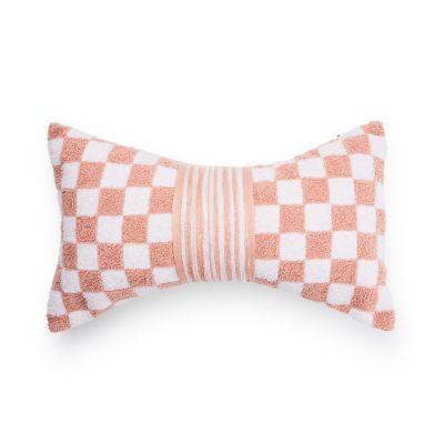 Pink Check Bow Throw Pillow mackenzie-childs Panama 0