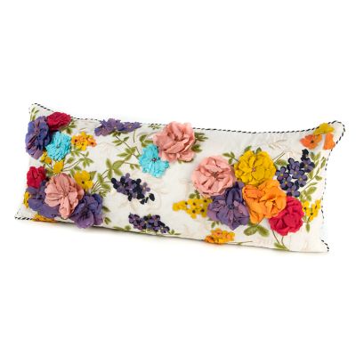 Mackenzie Childs Covent Garden Floral Lumbar Pillow White