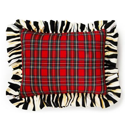 Red Tartan & Stripe Ruffle Lumbar Pillow mackenzie-childs Panama 0