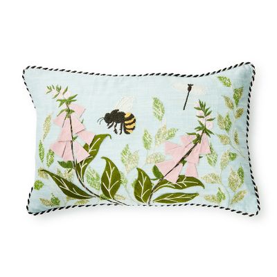 Floral and Bee Lumbar Throw Pillow mackenzie-childs Panama 0