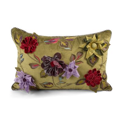 Mackenzie Childs Greengage Floral Lumbar Pillow