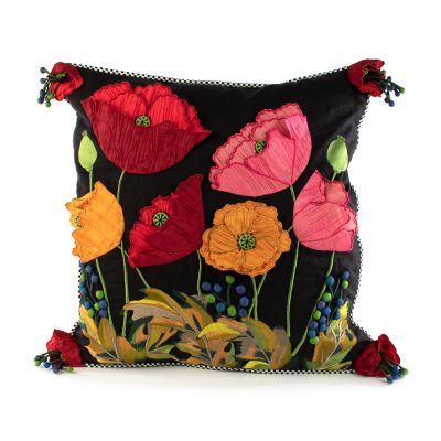 Poppy Square Pillow - Black mackenzie-childs Panama 0