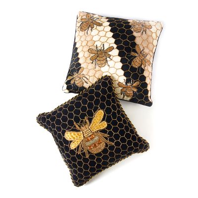 MacKenzie Childs Queen Bee Black Throw Pillow