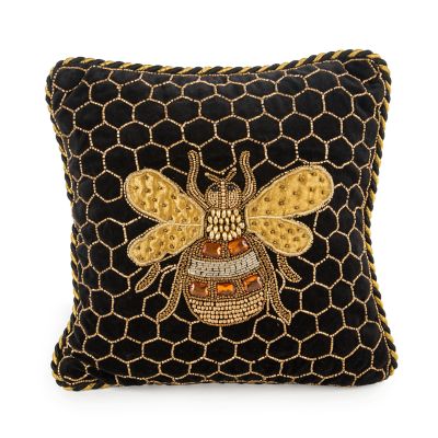 MacKenzie Childs Queen Bee Black Throw Pillow