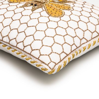 MacKenzie Childs Queen Bee Ivory Throw Pillow