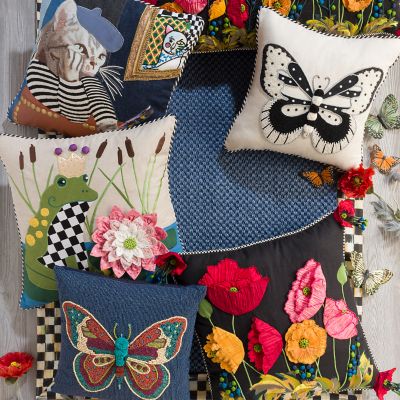 MacKenzieChilds Butterfly Pillow Black & White