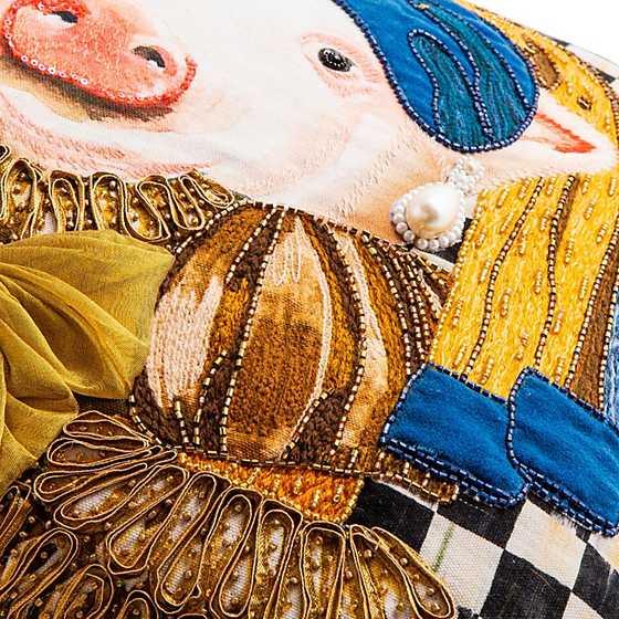 Pig With Pearl Earring Pillow image four