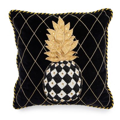 MacKenzie Childs Pineapple Black Pillow