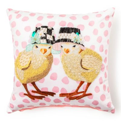 Spring Chicks Throw Pillow mackenzie-childs Panama 0