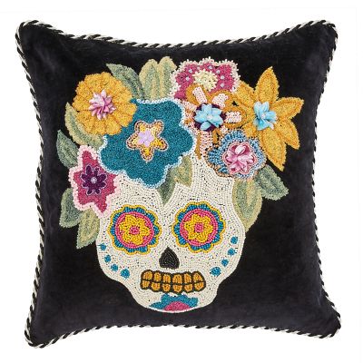 MacKenzie Childs Day of the Dead Beaded Throw Pillow