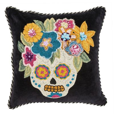 Day of the Dead Beaded Throw Pillow mackenzie-childs Panama 0