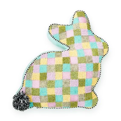 Multi Check Bunny Shaped Throw Pillow mackenzie-childs Panama 0