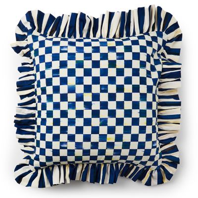 Royal Check Ruffle Throw Pillow mackenzie-childs Panama 0