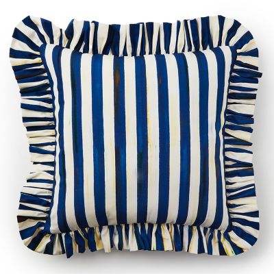 Royal Stripe Ruffle Throw Pillow mackenzie-childs Panama 0