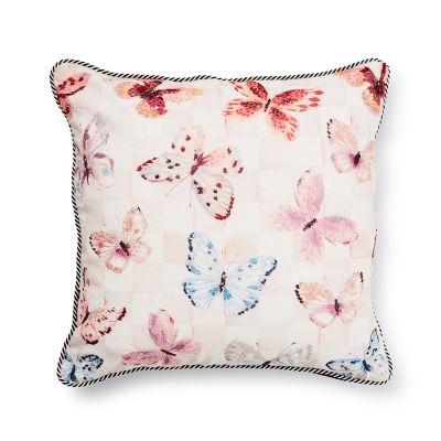 Eternity Butterfly Checked Throw Pillow mackenzie-childs Panama 0