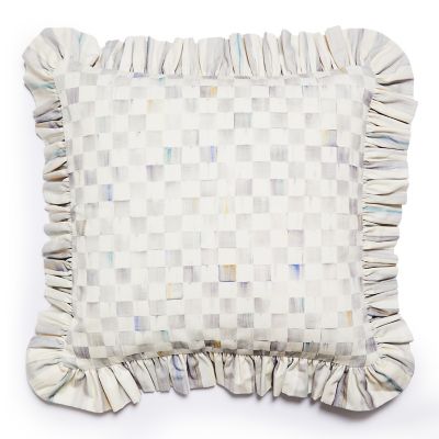 Sterling Check Ruffle Throw Pillow mackenzie-childs Panama 0