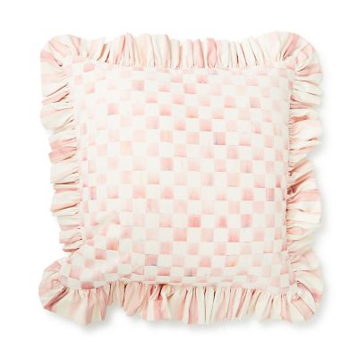 Rosy Check Ruffle Throw Pillow mackenzie-childs Panama 0