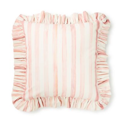 Rosy Stripe Ruffle Throw Pillow mackenzie-childs Panama 0