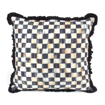 Courtly Check Ruffled Square Pillow