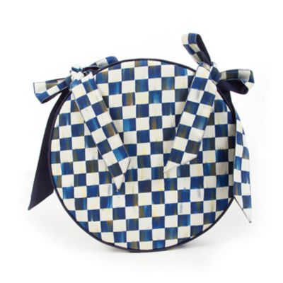 Mackenzie Childs Royal Check Round Chair Cushion