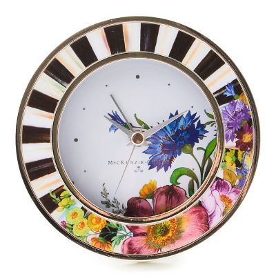 Flower Market Silver Plated Round Desk Clock mackenzie-childs Panama 0