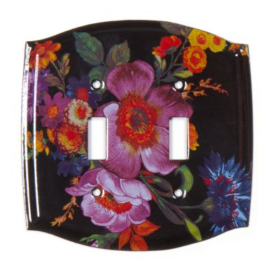 Flower Market Switch Plate - Double Toggle - Black mackenzie-childs Panama 0