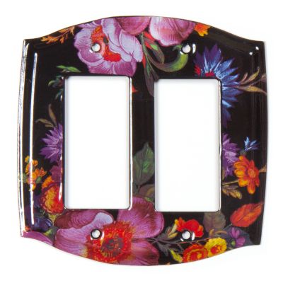 Flower Market Switch Plate - Double Rocker - Black mackenzie-childs Panama 0