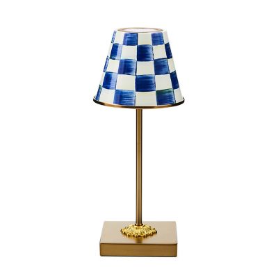 Royal Check LED Rechargeable Cafe Table Lamp mackenzie-childs Panama 0