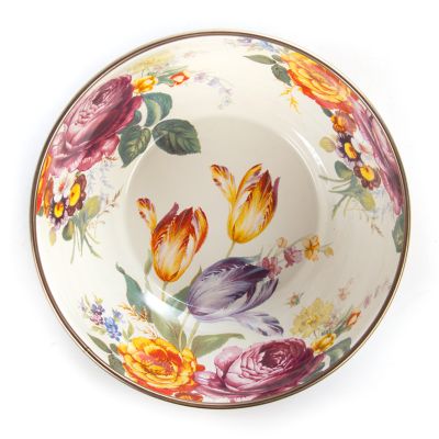 MacKenzie-Childs  White Flower Market Extra Large Everyday Bowl