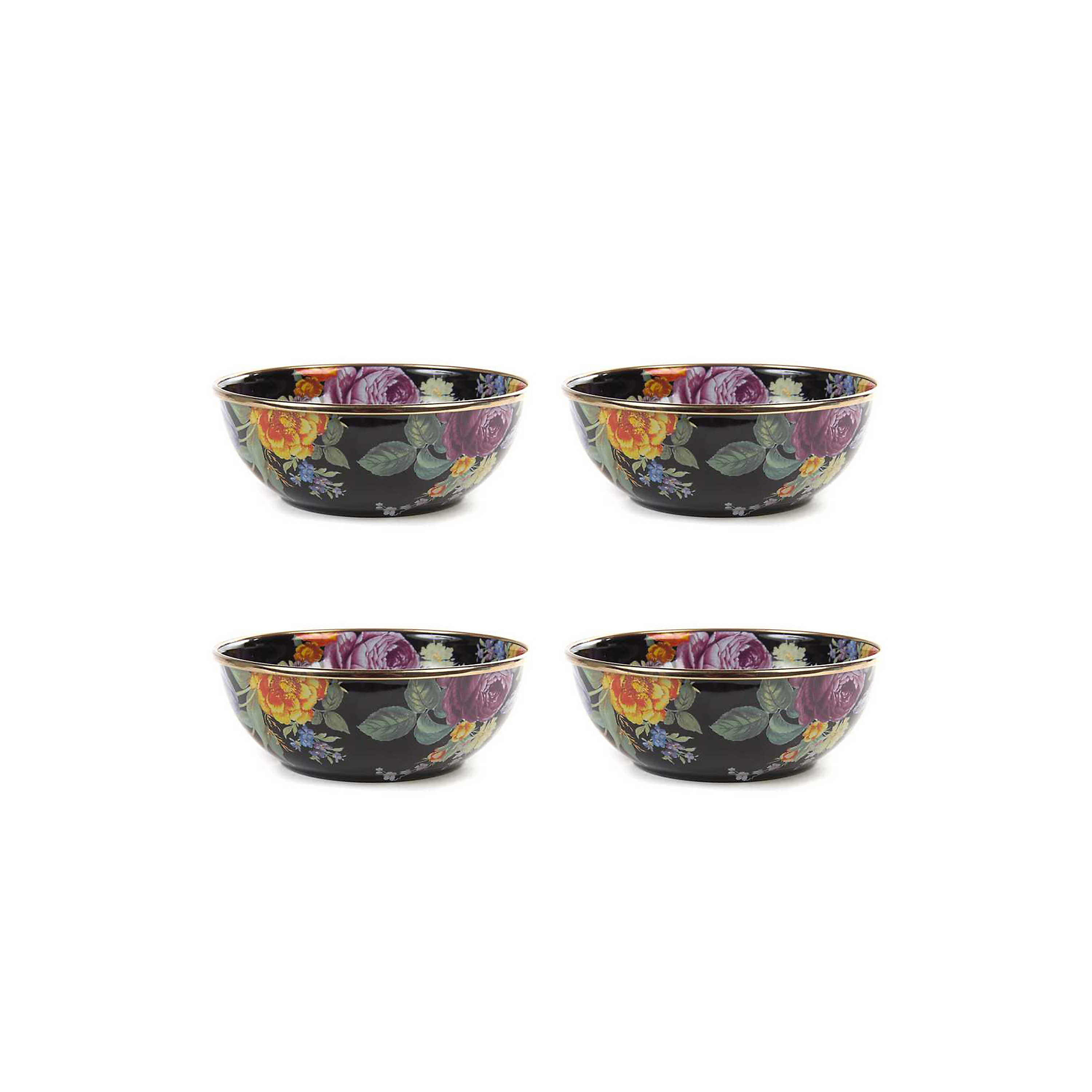 Flower Market Black Everyday Bowls - Set of 4 mackenzie-childs Panama 1