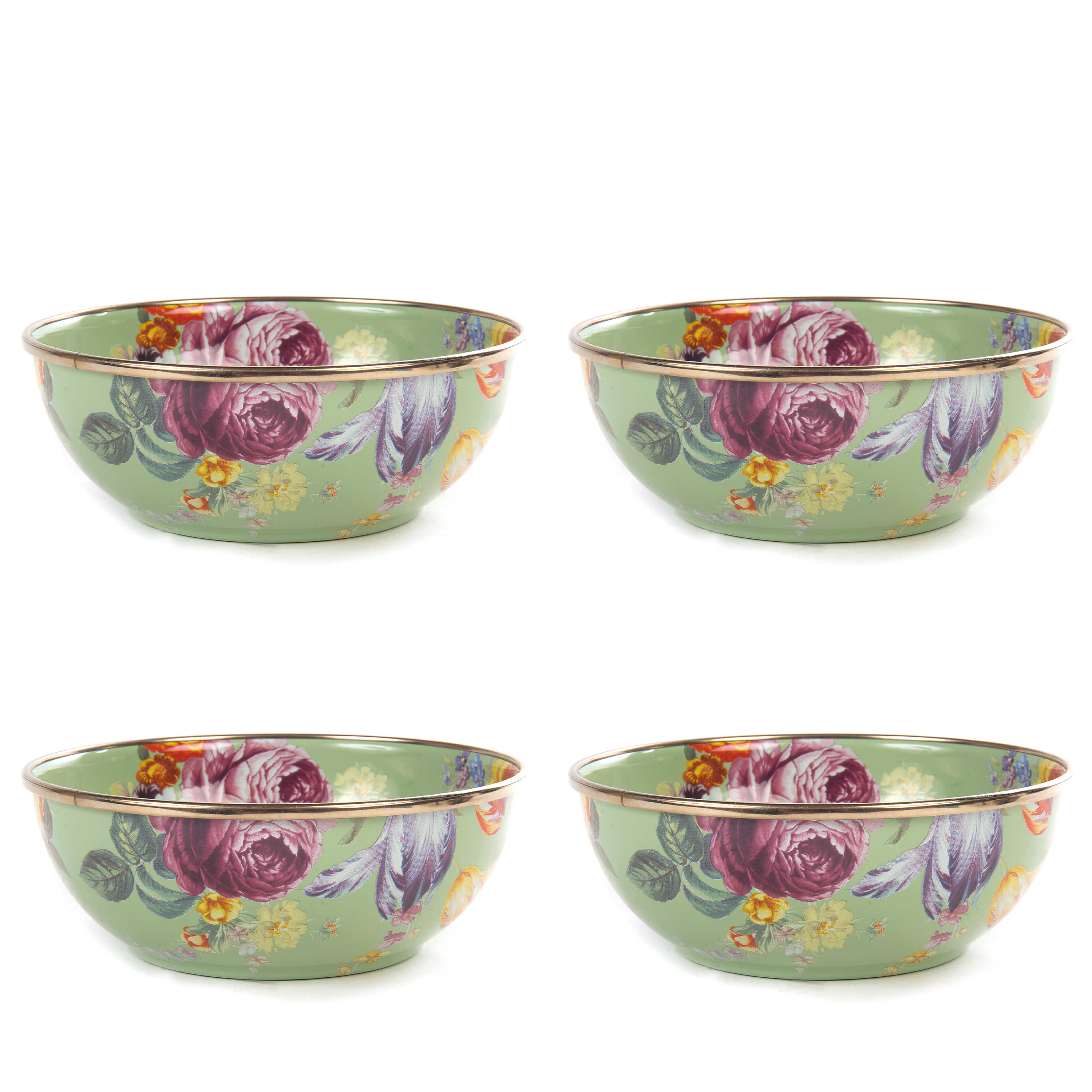 Flower Market Green Everyday Bowls - Set of 4 mackenzie-childs Panama 0