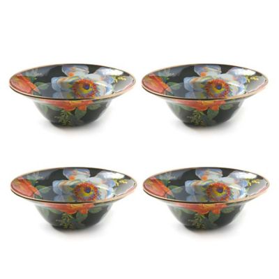 Flower Market Black Breakfast Bowls - Set of 4 mackenzie-childs Panama 0