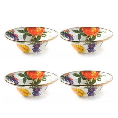 White Flower Market White Breakfast Bowls, Set of 4 mackenzie-childs Panama 0